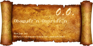 Obagyán Osszián névjegykártya